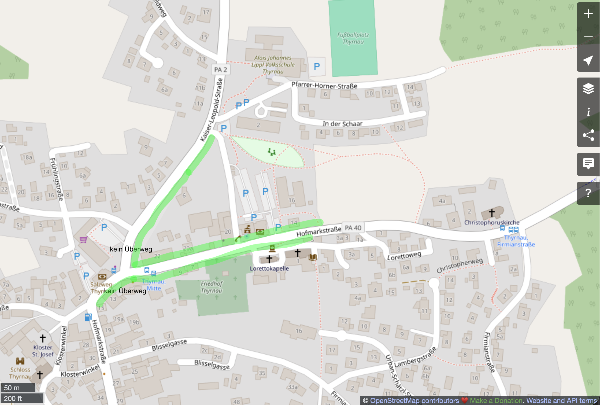 Ansicht der Kreuzung